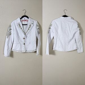 Trendy boho blazer embroidered jacket NWOT Love stitch design L